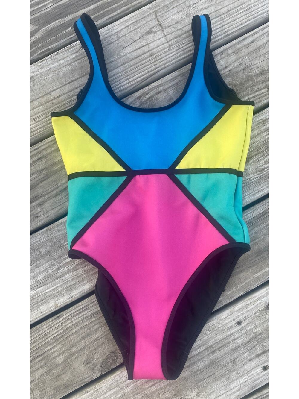 CHUBBIES Retro Neoprene Colorblock One-Piece Swimsuit size small